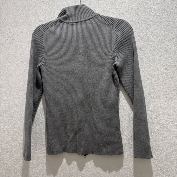Eddie Bauer Gray Ribbed Full Zip Sweater (Tall M) - Picture 5 of 7